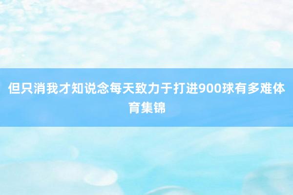 但只消我才知说念每天致力于打进900球有多难体育集锦