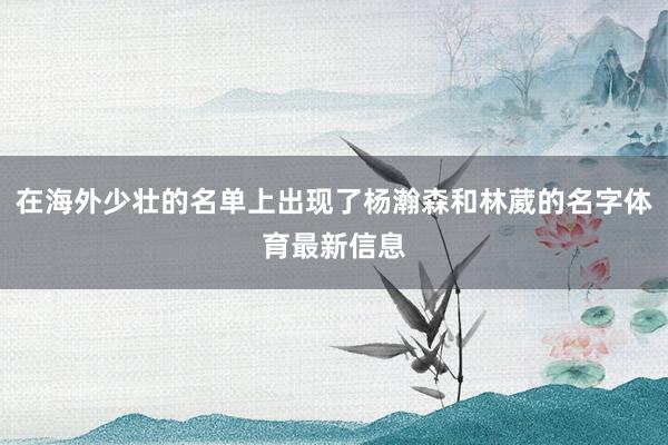 在海外少壮的名单上出现了杨瀚森和林葳的名字体育最新信息